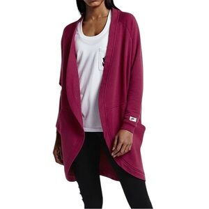 VTG Nike Cardigan Open Front Pocket Athletic Sweater Swoosh French Terry Small